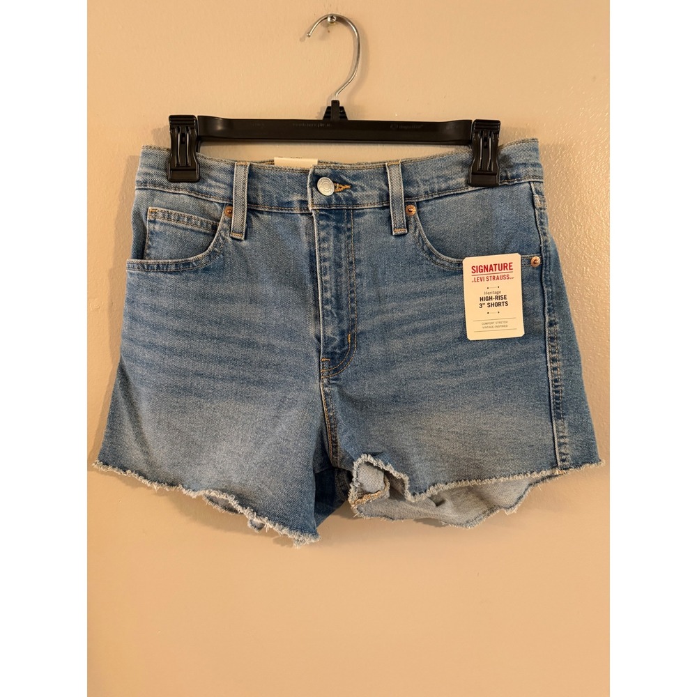 Signature Levi Strauss Heritage High Rise 3" Denim Shorts Medium Wash 4 W27 NWT
